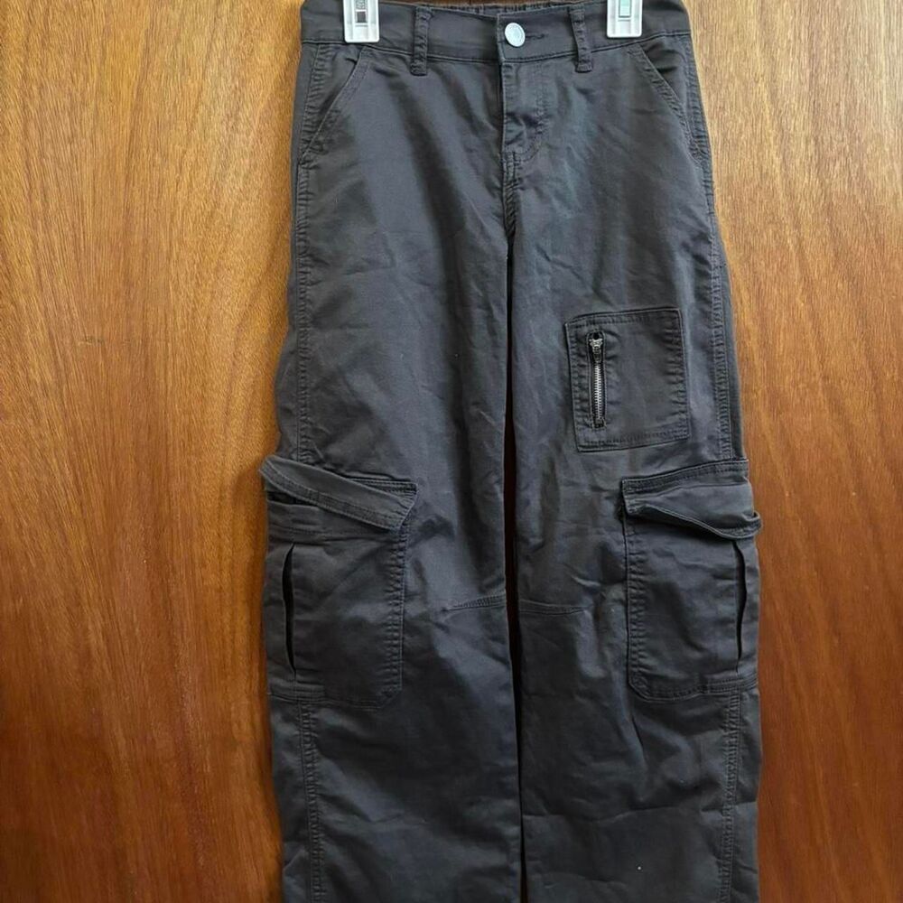Disclosure trendy alt 1990s grunge charcoal grey cargo pants with multiple pocke